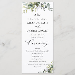 Elegant Greenery Wedding Program
