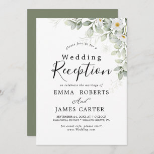 Elegant Greenery Wedding Reception Invitation
