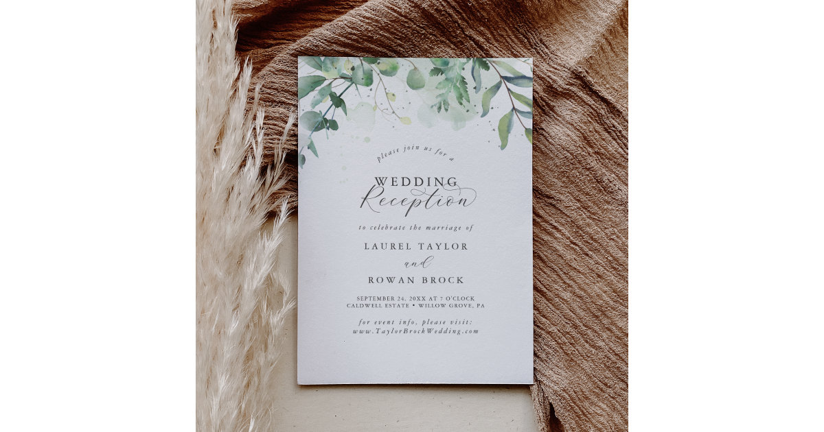 Elegant Greenery Wedding Reception Invitation | Zazzle