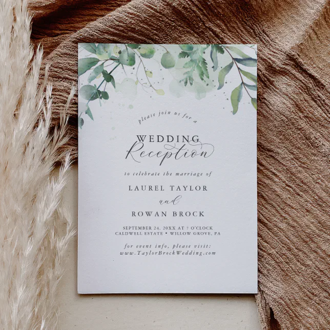 Elegant Greenery Wedding Reception Invitation | Zazzle