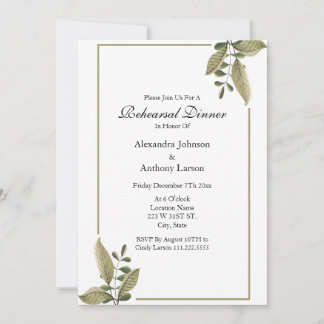 Elegant Greenery Wedding Rehearsal Invitation