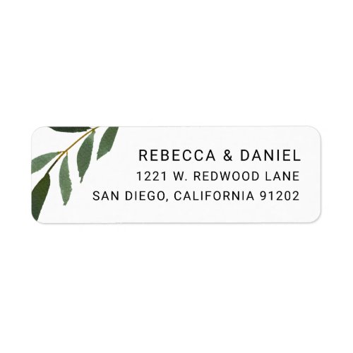 Elegant Greenery Wedding Return Address Label - Designed to coordinate with our Mixed Greenery wedding collection, this customizable Return Address Label features watercolor greenery branch paired with a classy sans serif font. To make advanced changes, please select "Click to customize further" option under Personalize this template.