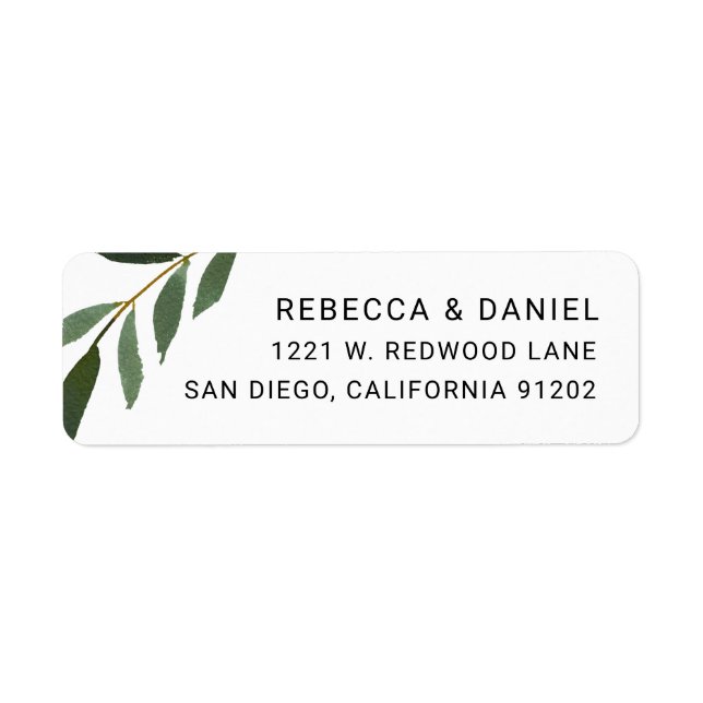 Elegant Greenery Wedding Return Address Label (Front)