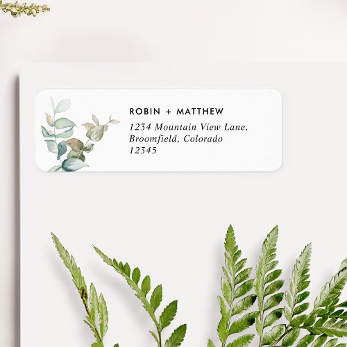 Elegant Greenery Wedding Return Address Label