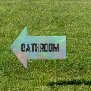 Elegant Greenery Wedding Right Arrow Bathroom Sign