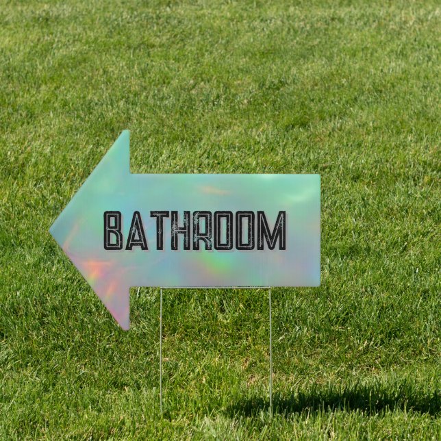 Elegant Greenery Wedding Right Arrow Bathroom Sign (Insitu)