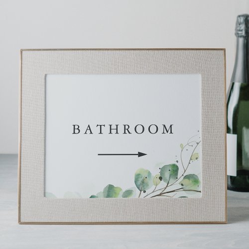 Elegant Greenery Wedding Right Arrow Bathroom Sign Invitation
