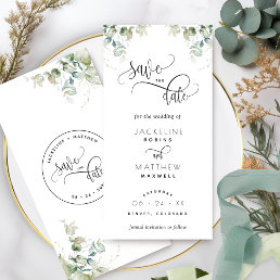 Elegant Greenery Wedding Save The Date Bookmark