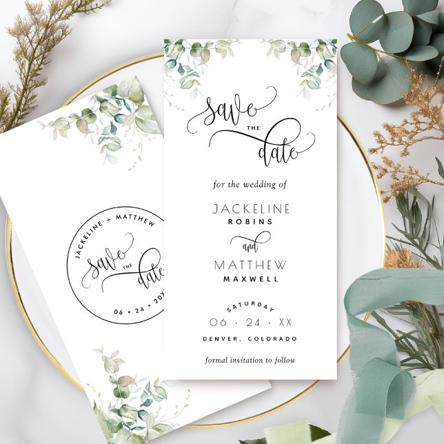 Elegant Greenery Wedding Save The Date Bookmark (Creator Uploaded)