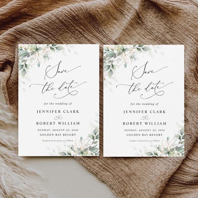 Elegant Greenery Wedding Save The Date Invitation (Creator Uploaded)