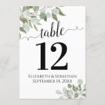 Elegant Greenery Wedding Table Number Card Large<br><div class="desc">These beautiful wedding table number cards feature an elegant boho chic design with hand painted watercolor sprigs of eucalyptus leaves and garden greenery in shades of mint, moss, and sage green. These cards are larger than standard making it easy for your guests to find their tables. Perfect way to make...</div>