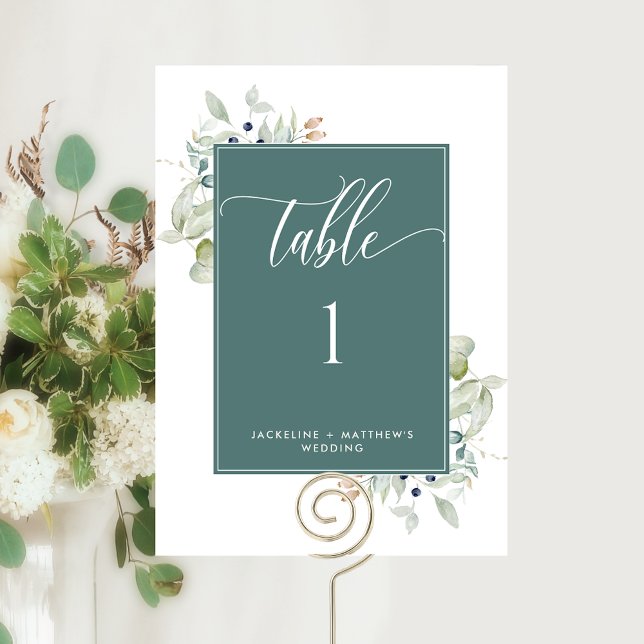 Elegant Greenery Wedding Table Number, Green (Creator Uploaded)