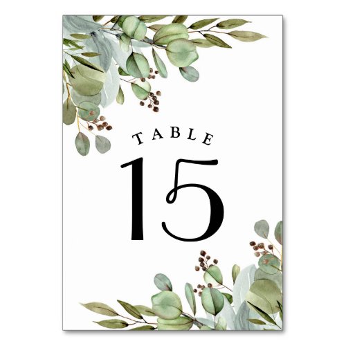 Elegant Greenery Wedding Table Number Sign
