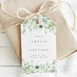 Elegant Greenery Wedding Thank You Gift Tags<br><div class="desc">This is a simple, elegant eucalyptus wedding favor tag featuring watercolor greenery elements and a modern font. Edit all wording and all colors* on this wedding program template. * the color of the watercolor greenery are not editable // For matching items, please visit the "ASHTON" collection in the Sincerely By...</div>