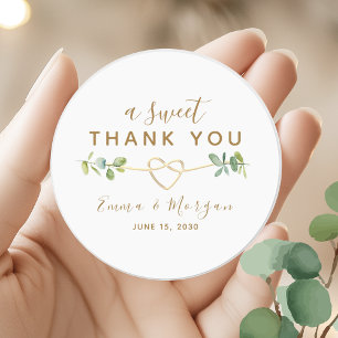Elegant Greenery Wedding Thank You Sticker