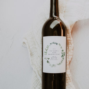 Elegant Greenery Wedding Thank You Wine Label
