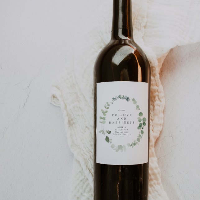 Elegant Greenery Wedding Thank You Wine Label (Creator Uploaded)