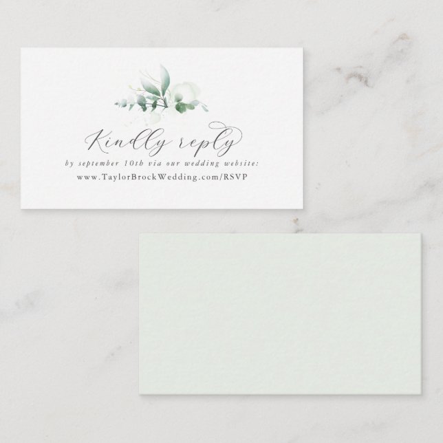 Elegant Greenery Wedding Website RSVP Enclosure Card (Front/Back)