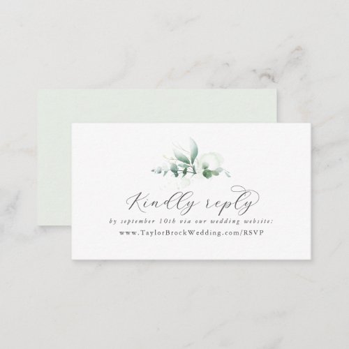Elegant Greenery Wedding Website RSVP Enclosure Card