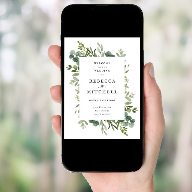 Elegant Greenery Wedding Welcome Poster (Front Digital)
