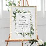 Elegant Greenery Wedding Welcome Poster at Zazzle