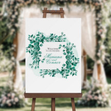 Elegant Greenery Wedding Welcome Sign