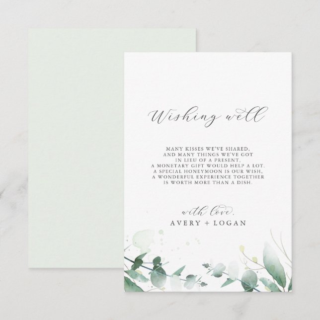 Elegant Greenery Wedding Wishing Well Card (Front/Back)