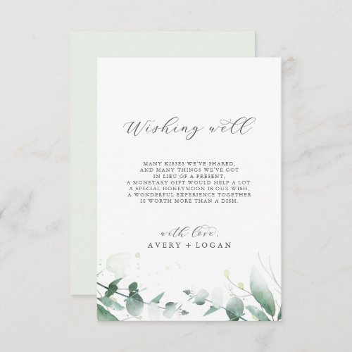 Elegant Greenery Wedding Wishing Well Card