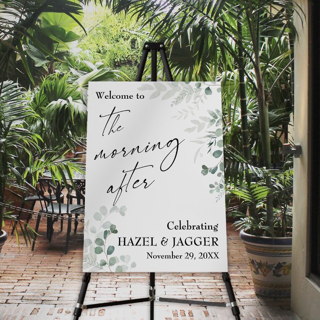 Elegant Greenery Welcome to The Morning After Foam Board (Creator Uploaded)