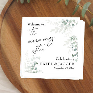Elegant Greenery Welcome to The Morning After Napkins