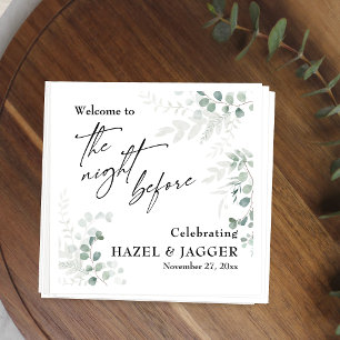 Elegant Greenery Welcome to The Night Before Napkins