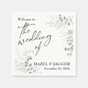 Elegant Greenery Welcome to The Wedding of Napkins