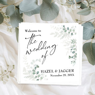 Elegant Greenery Welcome to The Wedding of Napkins