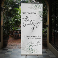 Elegant Greenery Welcome to The Wedding of Sign
