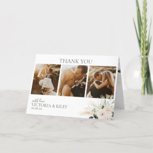Elegant Greenery White Floral Wedding Thank You Card