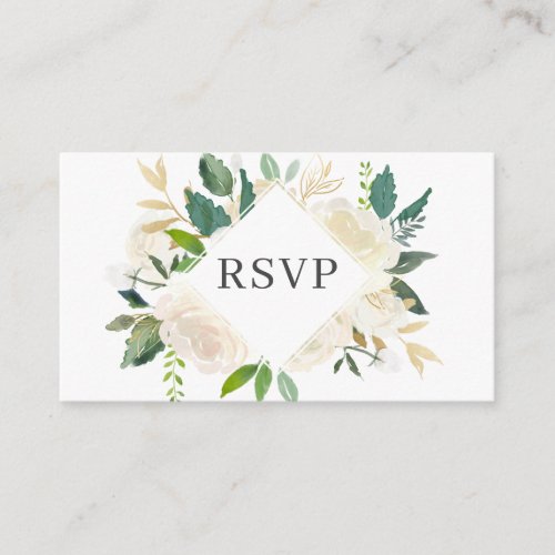 Elegant Greenery White Flowers Wedding RSVP Enclosure Card