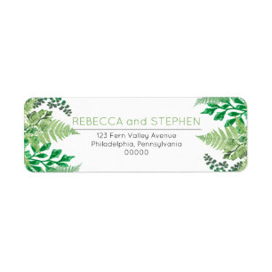Elegant Greenery Wild Ferns Wedding Label