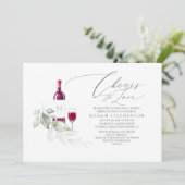 Elegant Greenery Wine Tasting Bridal Shower Invitation (Standing Front)