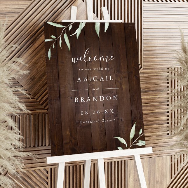 Elegant greenery wood rustic wedding welcome sign  (Elegant greenery wood rustic wedding welcome sign)