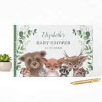 Elegant Greenery Woodland Animals Baby Shower Guest Book