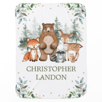Elegant Greenery Woodland Forest Animals Nursery Baby Blanket Elegant Greenery Woodland Forest Animals Nursery Baby Blanket
