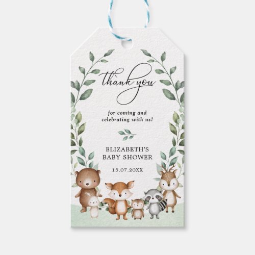 Elegant Greenery Woodland Forest Baby Shower Favor Gift Tags