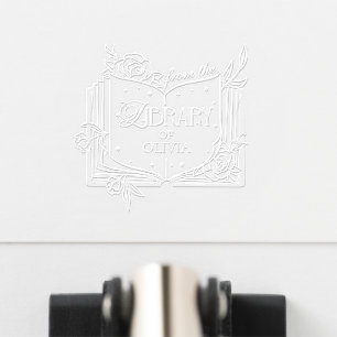 Elegant Greenery Wreath Monogram Wedding Embosser