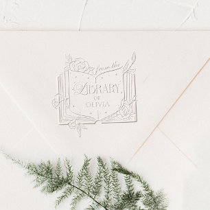 Elegant Greenery Wreath Monogram Wedding Embosser