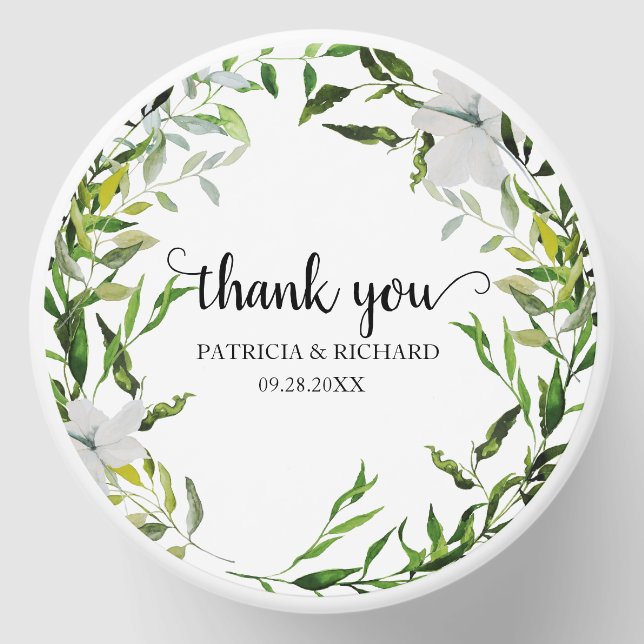 Elegant Greenery Wreath Wedding Mini Candle Favors (Front)