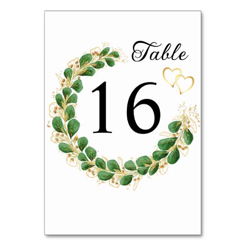 Elegant Greenery Wreath Wedding Table Number