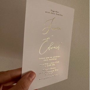 Elegant Greige and Gold Foil Wedding Invitation Foil Invitation