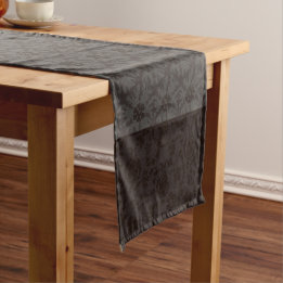 Elegant Greige Damask Christmas Star Pattern Short Table Runner