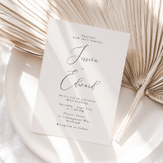Elegant Greige Script Wedding Invitation