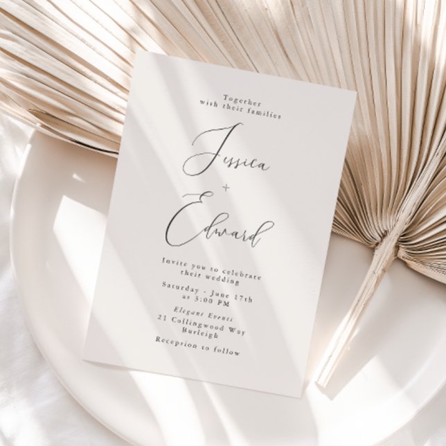 Elegant Greige Script Wedding Invitation (Creator Uploaded)